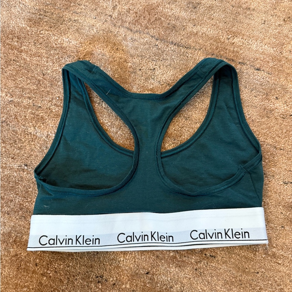 Calvin Klein Teal Sports Bra with White Band - Picture 2 of 2